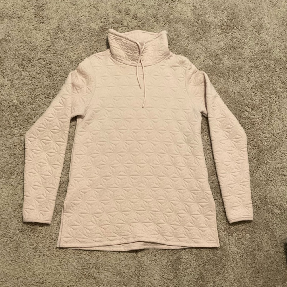 Quilted Style Pink Pullover Sweatshirt